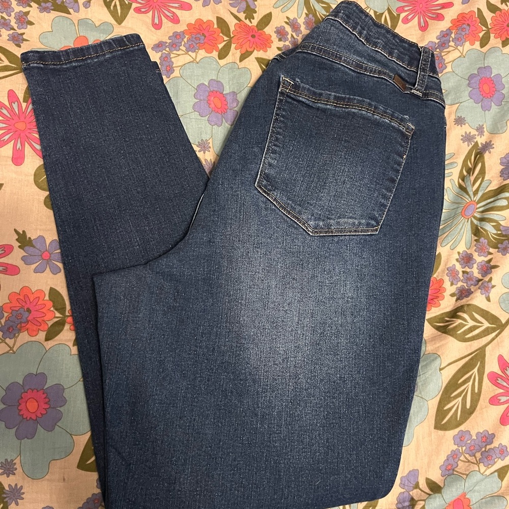 1822 Denim Dark Blue Slim Jeans soft stretch denim distressed style plus 16W - Picture 5 of 7